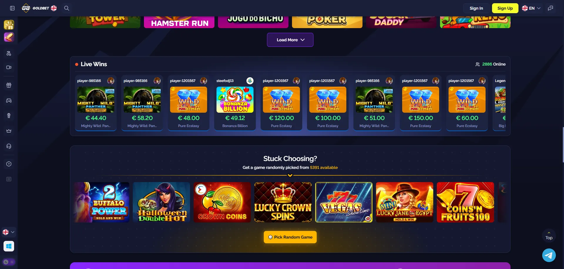Slot machine e giochi da casinò disponibili su Goldbet.io