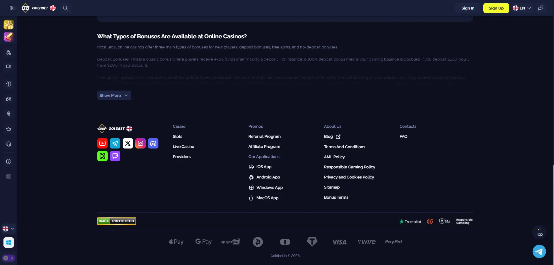 Metodi di pagamento Goldbet.io — depositi e prelievi veloci
